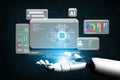 Futuristic Robotic Hand Interacting with Digital Interface Representing Artificial Intelligence, Data Visualization, and Royalty Free Stock Photo