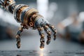 Futuristic Robotic Hand Touching Surface in a High-Tech Environment Generative AI Royalty Free Stock Photo