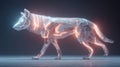 Futuristic robotic wolf digital art neon glow tech design ai generated image for wallpaper and background Royalty Free Stock Photo