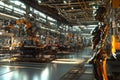 Futuristic robotics and automation in a high-tech industrial factory setting