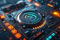 Futuristic Robotics Control UI with Progress Bar and Metallic Glowing 3D Elements for Tech Design