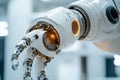 Futuristic Robotics: Upclose Image of Automation and Artificial Intelligence with Copy Space