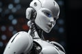 Futuristic robots grayscale portrait highlights its modern technological design