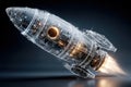 Futuristic rocket in detailed digital blueprint style with glowing engine elements Royalty Free Stock Photo
