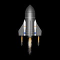 Futuristic rocket spaceship taking off