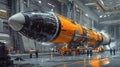 Futuristic Rocket Under Construction Inside Advanced Industrial Facility Royalty Free Stock Photo