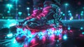 Futuristic Roller Skates, Glitch Style, Design, Sleek, Ultra Realistic, Photorealistic