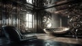 Futuristic Interior Design: Platinum & Aged Pewter Shine with Stunning Digital Art & 8K HD Wallpaper