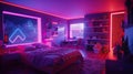 Futuristic room design for a teenager girl, captured in hyper-detailed, AI-generated, neural realism