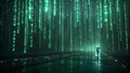 Green Digital Matrix Code Rain Technology Background Futuristic Scene Royalty Free Stock Photo