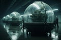 futuristic scene of secret laboratory. science fiction about dystopian future