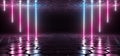 Futuristic Sci-Fi Blue Purple Glowing Neon Tube Lines Lights In