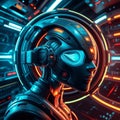 a futuristic sci-fi character with cybernetic design elements. Royalty Free Stock Photo
