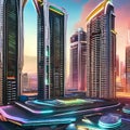 579 Futuristic Sci-Fi City: A futuristic and sci-fi-inspired background featuring a futuristic cityscape with futuristic buildin