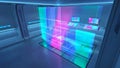 Futuristic Sci-Fi Control Room with Holographic Interface Royalty Free Stock Photo