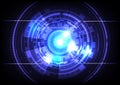 Futuristic Sci-Fi glowing HUD circle and sphere. Blue light effect. Abstract hi-tech background. Head-up display interface. Royalty Free Stock Photo