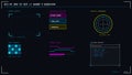 Futuristic sci-fi head up display user interface kit with digital dashboard elements and high tech data visualization Royalty Free Stock Photo