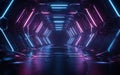Neon Hexagonal Tunnel of Light: Futuristic Sci?Fi Corridor Royalty Free Stock Photo