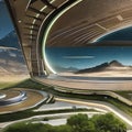 1863 Futuristic Sci-Fi Landscapes: A futuristic and sci-fi-inspired background featuring sci-fi landscapes with futuristic archi