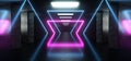 Futuristic Sci Fi Neon Glowing Lights Purple Blue Stage Night Club Construction Empty Background Grunge Concrete Reflective Tunnel Royalty Free Stock Photo