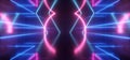Futuristic Sci Fi Neon Glowing Lights Purple Blue Stage Night Club Construction Empty Background Grunge Concrete Reflective Tunnel Royalty Free Stock Photo