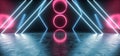 Futuristic Sci Fi Neon Glowing Lights Purple Blue Stage Night Club Construction Empty Background Grunge Concrete Reflective Tunnel Royalty Free Stock Photo