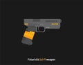 Futuristic Sci-Fi Pistol flat vector. Weapon. Gun