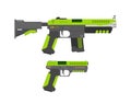 Futuristic Sci-Fi Pistol flat vector. Weapon set. Gun