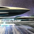 1923 Futuristic Sci-Fi Spaceship: A futuristic and sci-fi-inspired background featuring a sci-fi spaceship with sleek designs, a