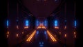 Futuristic sci-fi temple tunnel with nice reflection background 3d rendering