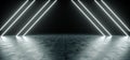 Futuristic Sci Fi Triangle White Neon Tube Lights Glowing In Con