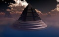 Futuristic Pyramids On Water