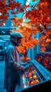 Futuristic Scientist in High-Tech Lab Ignites Imagination