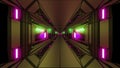 Futuristic scifi fantasy space hangar tunnel corridor with holy christian glowing cross 3d illustration wallpaper