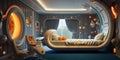 Futuristic scifi style space room.