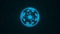 Futuristic screensaver with code hologram. HUD Heads Up Display Scanner high tech target digital read out