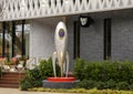 Futuristic sculpture by unknown artist outside the Virgin Hotel in the Design District in Dallas, Texas