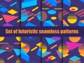 Futuristic seamless pattern set. Geometric elements memphis in the style of 80s Royalty Free Stock Photo
