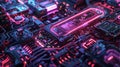 Futuristic seamless texture with vibrant cybernetic design for modeling and simulation projects