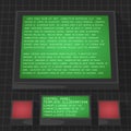 Futuristic secret military facility control panel with a screen and buttons. Modern 3d template design with text and buttons