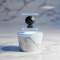 Futuristic Security Camera on Marble Stand in Modern Environment Royalty Free Stock Photo
