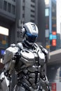 Futuristic Security Enforcer: Silver RoboCop at Your Service