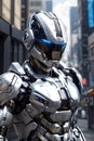 Futuristic Security Enforcer: Silver RoboCop at Your Service