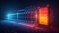 Futuristic Security Gate with Glowing Lights and Digital Network Elements Royalty Free Stock Photo