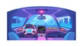 Futuristic Self-Driving Car Interior & UI, vector design Generative AI Royalty Free Stock Photo