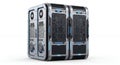 Futuristic Server Array for Data Storage and Processing in Silver and Black Isolated on White Background Technology Royalty Free Stock Photo