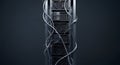 Futuristic Server Rack with Cables - High-Tech Data Center Equipment Royalty Free Stock Photo