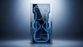 Futuristic Server Rack with Glowing Blue Lights, Data Center Technology Royalty Free Stock Photo