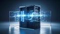 Futuristic Server Rack Processing Big Data Streams Royalty Free Stock Photo