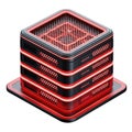Futuristic Server Rack with Red Neon Lights Royalty Free Stock Photo